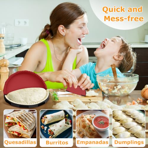 Tortilla Sealer Crimper Maker - for 10"+8"+6"+4" Flour Tortillas - color: Black Red