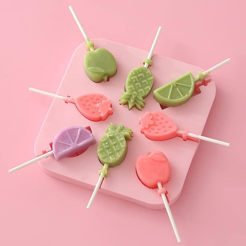 2PCS Fruits Lollipop Molds For Kids,Hard Candy Sucker Mold (2pcs Fruit) - color: 2pcs Fruit