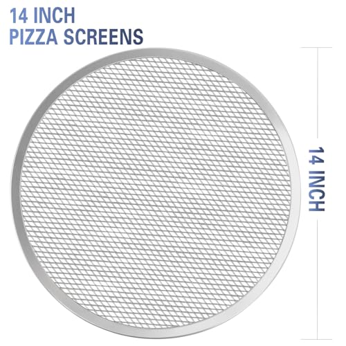 Pizza Screen 14 Inch 2 Pack Aluminum Pizza Pan Restaurant-Grade Baking Screen,Oven-Safe - size: 14 inch Pizza Screen