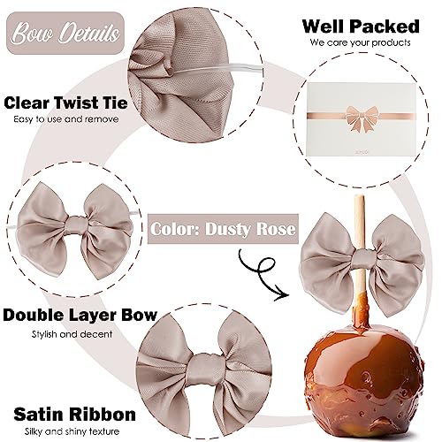 AIMUDI Dusty Rose Satin Ribbon Twist Tie Bows for Treat Bags 3.5" Dusty Pink Bows for Wedding Small Bows for Crafts Premade Bows for Cake Pops Candy Apple Bridal Shower Christmas Decor -24 Counts - color: Dusty Rose