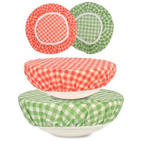 2Pcs 10inch Reusable Beeswax Elastic Bowl Covers for Bread Proofing - style: checkered