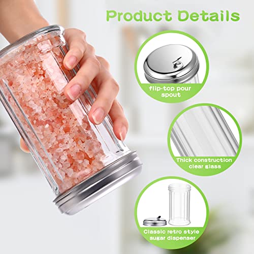 Mimorou 8 Pcs 12 oz Glass Sugar Shaker Pourer Dispenser, 5.5'', Flap Lid - style: Flap Lid