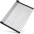 Tomorotec Roll Up Dish Drying Rack Over Sink, 304 Steel, 17.7x15.5, Black - color: Black, size: 17.7 x 15.5 in