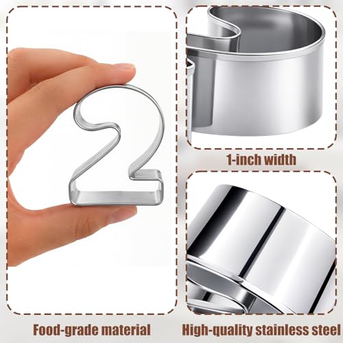 9PCS 0-9 Number Cookie Cutters Set, Stainless Steel Metal Birthday Numbers Cutters for Cake Topper, Baking Decorating, Fondant, Digit Cookie Cutters, Baking Tool for Homemade Biscuits, Cookie, Dough