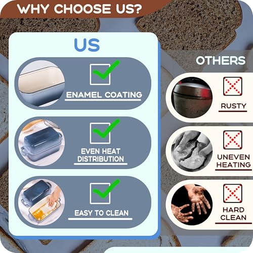 Cast Iron Loaf Pan with Lid, 9x5 Loaf Pans for Homemade Bread - color: Sea Salt, size: 9x5 Inch