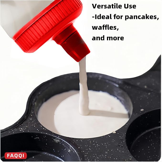 Red Pancake Pen, Batter Squeeze Bottle with Flow-Control Valve