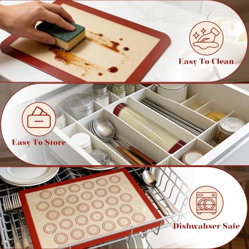 Silicone Baking Mat Set of 6, Non Stick Food Grade Sheet Set