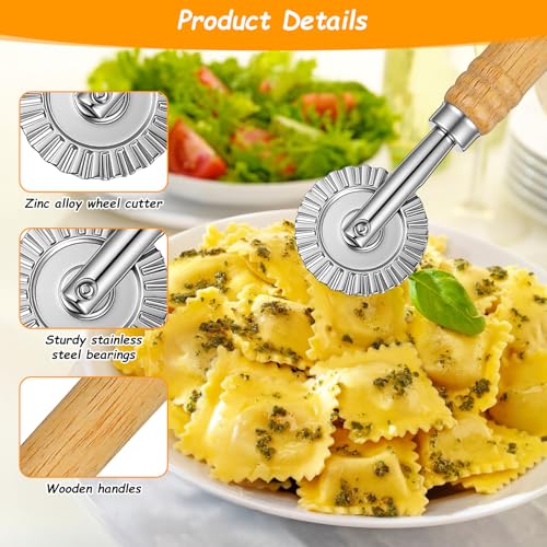 2 Pcs Pasta Cutter Wheel Sturdy Fluted Ravioli Cutter Wheel