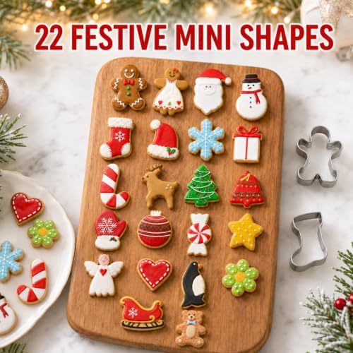 Mini Christmas Cookie Cutters,22PCS Stainless Steel Xmas Cutters