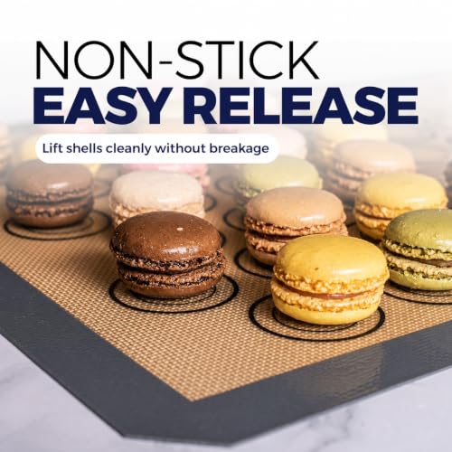 Macaron Baking Mat Silicone Non Stick, Full Sheet Reusable Pack of 2 Gray - color: Macaron Baking Mats Gray, size: Full Size Pack of 2