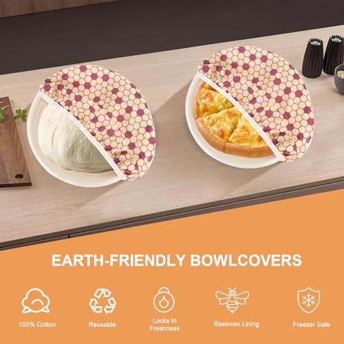 2Pcs 10inch Reusable Beeswax Elastic Bowl Covers for Bread Proofing - style: honeycomb