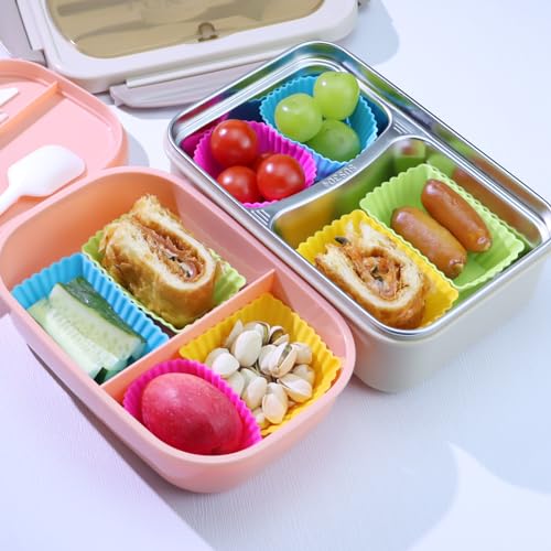 24Pack Silicone Muffin Baking Cups Cupcake Liners Lunch Box Bento Dividers - color: Colorsful, size: Large Size