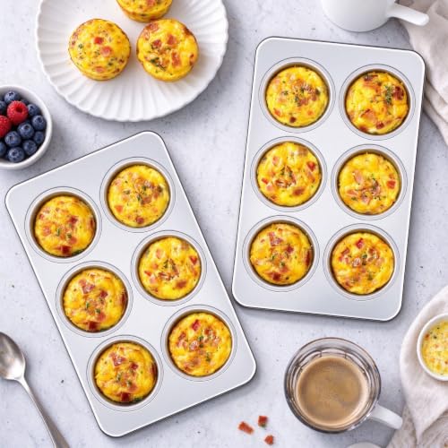 Homikit Stainless Steel Muffin Pans 6 Cups, 2 Pack Cupcake Pan Set Nonstick - size: 6 Cup