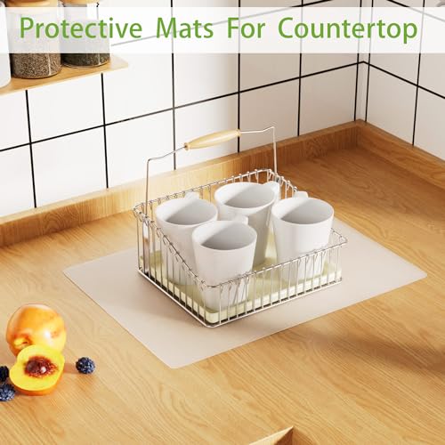 Silicone Countertop Protector Mat: Clear Dual-Sided Non-Slip Sheet - color: Clear(1mm 2Pcs), size: 14.2"L x 10.24"W