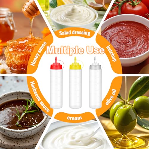 6 Pack 24 oz Condiment Squeeze Bottles, Wide Mouth & Leak Proof - size: 24 Ounces (Pack of 6)