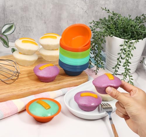 Webake 24 Pcs Platinum Silicone Puto Molder Filipino Medium-Size, 2.75" Reusable Puto Baking Cup for Steamer, BPA-Free & Non-Stick, Plastic Replacement Baking Cup, Great for Bite-Size Muffin, Tart - size: 2.75"