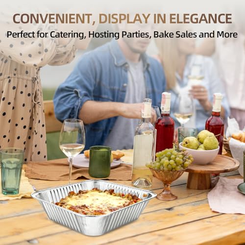 20 Pack 8x8 Aluminum Pans - Disposable Foil Pans, Cake Baking Trays - size: 8*8 20 Pack, style: Pans Only