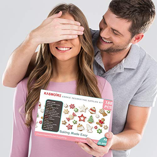 Kasmoire 188pcs Cookie Decorating Kit for Beginners and Decorator