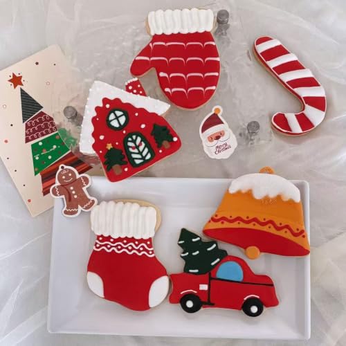 MrCookie Large Christmas Cookie Cutters Set,6 Festive Shapes with 2 Sizes - color: Large Christmas B