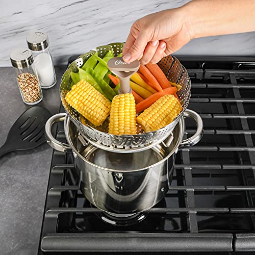 Oster Sangerfield Stainless Steel Expandable Steamer Insert 7 to 10.5 Inches – Adjustable Kitchen Cookware Accessory for Steaming - size: 1.1 Quarts