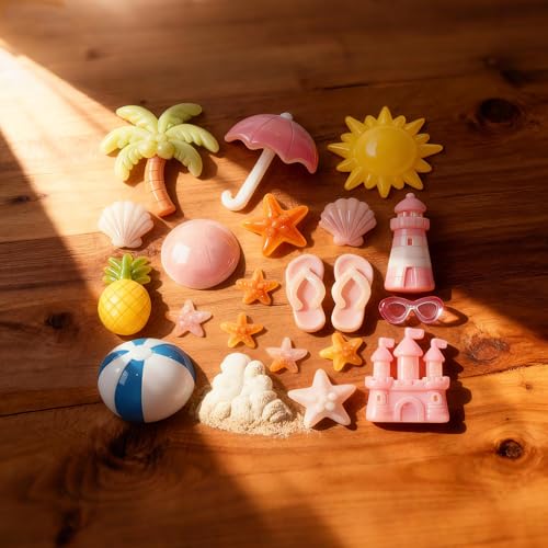 2Pcs Pink Silicone Molds for Candy Chocolate Beach Theme Ocean Starfish Shells Baking Ice Cube Mould for Tropical Party - color: Pink