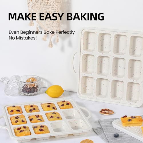 Silicone Mini Loaf Pans with Metal Reinforced Frame,12-Cavity loaf pans 2Pc - size: Mini (12-Cavity)