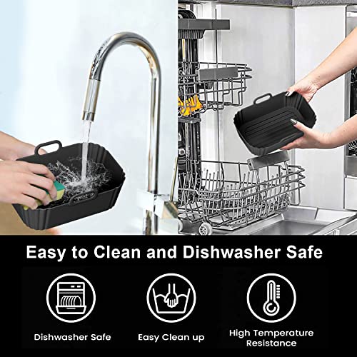 Silicone Air Fryer Liners 2 Pack for Ninja 8-10 QT Dual Air Fryers - color: Black, size: 8-10QT