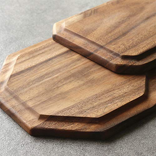 Acacia Wood Charcuterie Board Cheese Serving Platter Wooden Party Food Tray - size: 12 & 10 inch