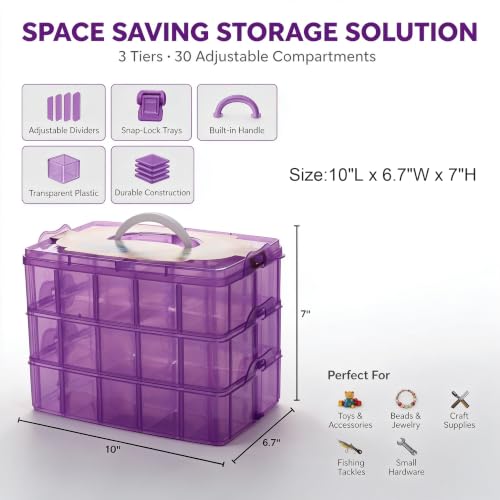 Sooyee 3-Tier Bead Organizer, Craft Storage Organizer Box,Purple - color: Purple, size: 3 Tier