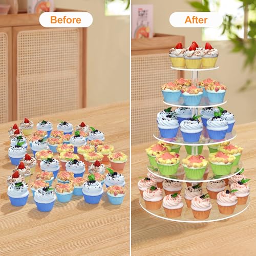 5 Tier Round Cupcake Stand for 50 Cupcakes Acrylic Cupcake Tower