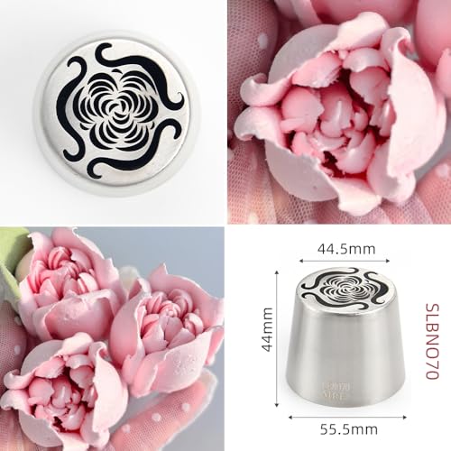 6 Pieces Stainless Steel Extra Large Russian Tulip Icing Tips Kit - color: SILVER SET14
