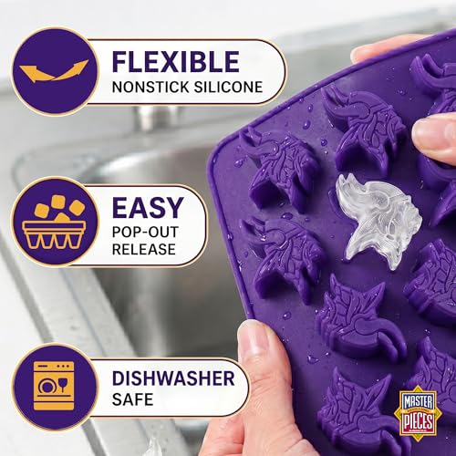 Masterpieces NFL Minnesota Vikings Ice Cube Tray – Silicone Mold for Ice, Candy, Chocolates – Vikings Kitchen Accessories - style: Minnesota Vikings