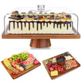 Acacia Wood Cake Stand with Lid,2-in-1 Large Rectangular Cake Stand,16*12" - size: Rectangular 17*13*9