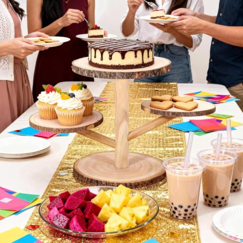 4 Tier Round Wooden Cupcake Stand Cup Cake Tower Stand Holder