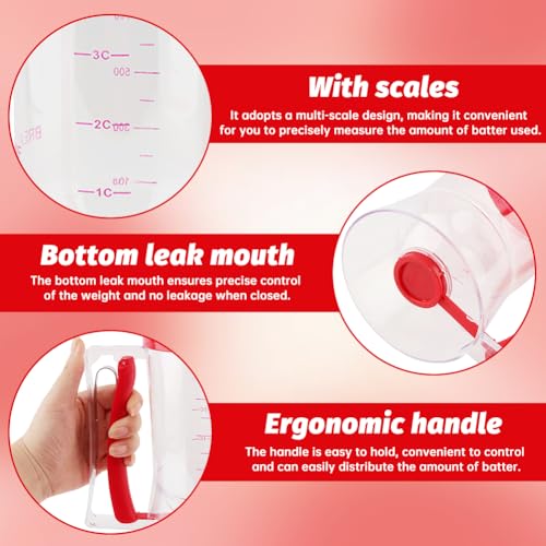 4 Cup Pancake Batter Dispenser With 1 Cupcake Batter Dispenser Scoop,