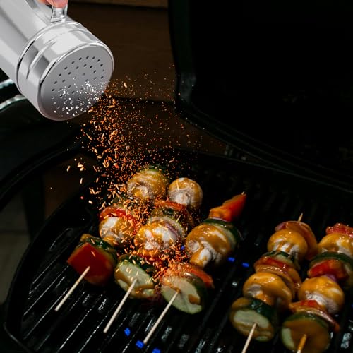 2Pcs Metal Salt Pepper Dredge Shakers, Stainless Steel Pepper Shaker Seasoning Jar With Handle, With Hole And Cover, Suitable For Pepper, Cinnamon And Coffee Spice Jars (Large-14OZ) - size: Large-14OZ