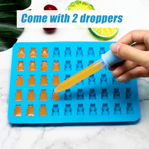WARM TIME 5-Pack Mini Silicone Gummy Candy Molds, with 2 Droppers