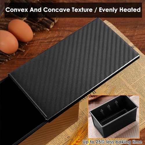 Pullman Sandwich Bread Loaf Pan with Lid, Nonstick Aluminized Steel - color: Black, size: 8.3inch