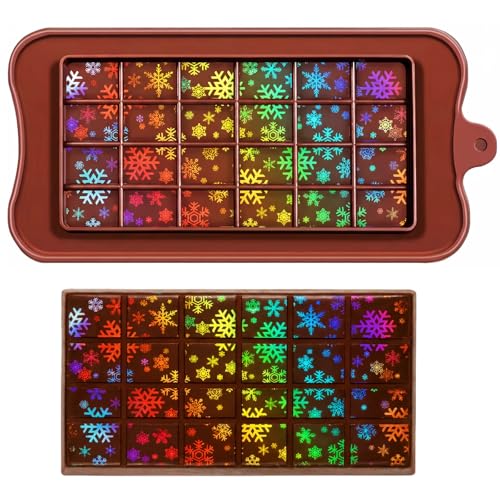 Ziliny Christmas Snowflake Candy Molds Holographic Chocolate Mold Silicone - color: Snowflake