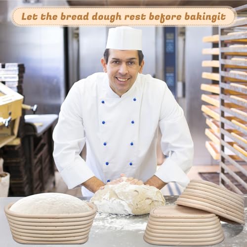Gejoy 12 Set Oval Bread Proofing Baskets Banneton with Liner,8.5 Inch - size: 8.5 Inch