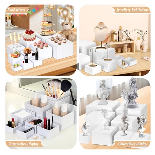 10 PCS Buffet Risers, Large Food Risers for Buffet Table, Dessert Display - color: White, size: 10" 9" 8" 7" 6" 5" 5" 4" 4" 3"
