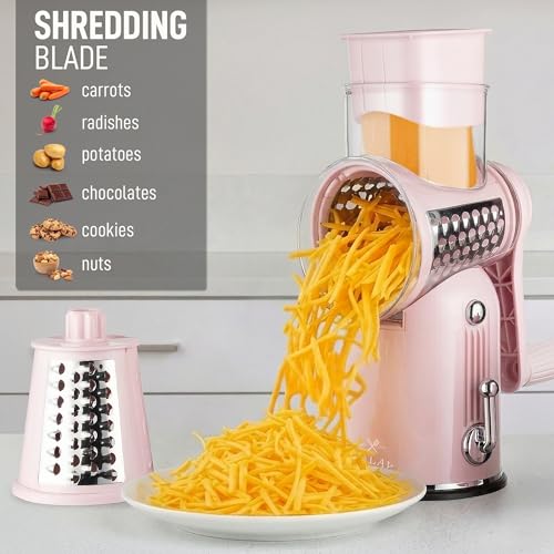 Rotary Cheese Grater Hand Crank, Vegetable Shredder - Classic Pink - color: 28 - Pink
