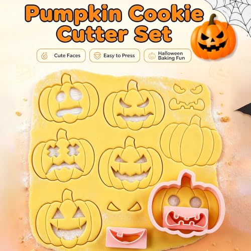 Halloween Cookie Cutters, 10Pcs Mini Pumpkin Cookie Stamps Set - color: Halloween Pumpkin