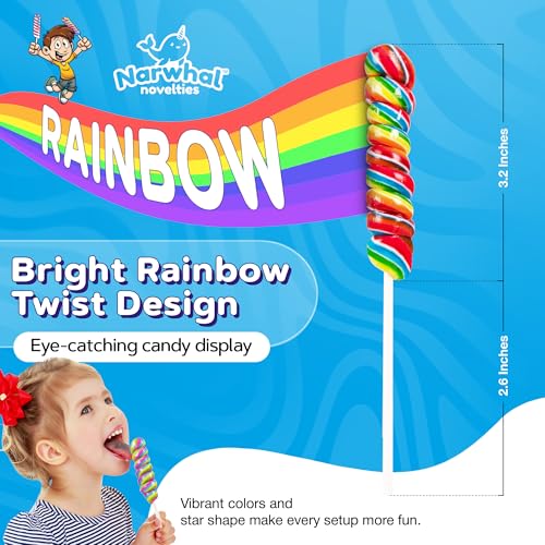 18 Pcs Individually Wrapped Rainbow Twist Lollipops Candy for Goodie Bags - style: Twist