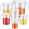 Xuhal 6 Pcs Measuring Pitcher Set, Plastic Cups with Handle and Spout