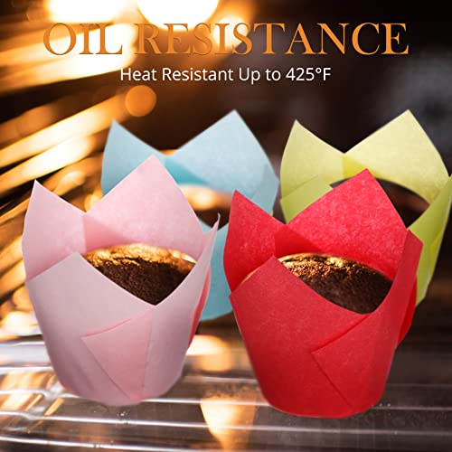 600 Pcs Tulip Cupcake Liners, Solid, Colorful - color: Colorful