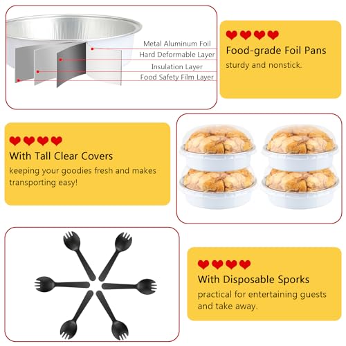 LNYZQUS 8oz Mini Pie Tins with Lids 50 Pack, 4 Inch Individual Cake Pans - color: White