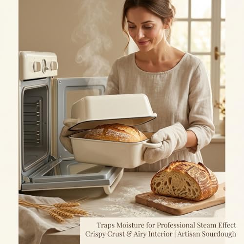 QuliMetal 5 Qt Enameled Cast Iron Bread Pan with Lid for Sourdoug - style: 5QT