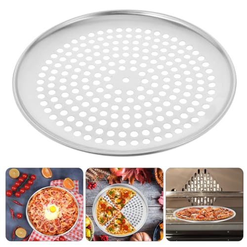 Zerodeko Stainless Steel Pizza Pan Round Perforated Pizza Baking Tray Pan with Holes Replaceable Baking Tray Accessory 9.84 in Oven Bakeware for Homemade