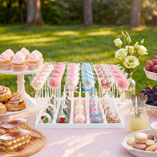 VIVIRBIEN White Cake Pop Stand, 30 Holes Lollipop Display Holder Kit - color: White